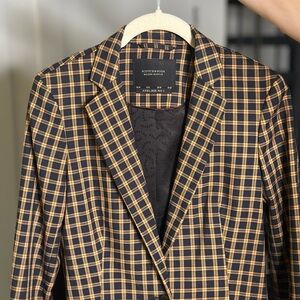 Scotch & Soda Women's Tan Plaid Tailored Blazer
